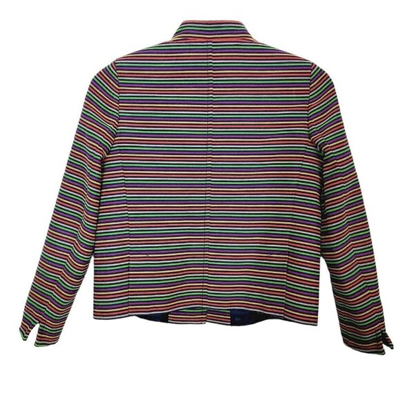 Talbots Petites 2 Piece Pencil Skirt Suit Set Sz 4P Rainbow Striped Fun Career - Picture 5 of 15